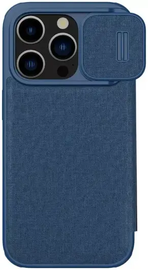 Nillkin Qin Cloth iPhone 15 Pro Hoesje Book Case Camera Slider Blauw afbeelding 2