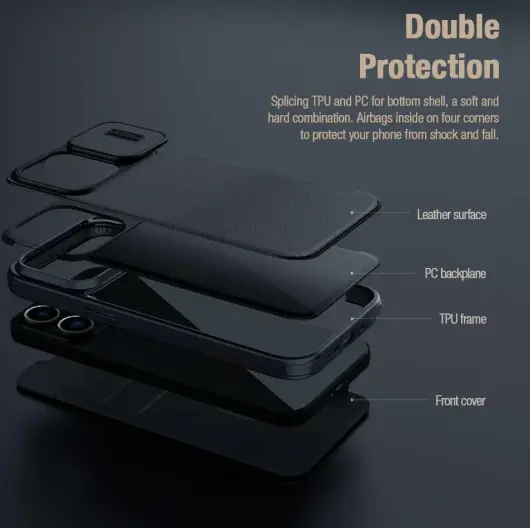 Nillkin Qin Cloth iPhone 15 Pro Hoesje Book Case Camera Slider Grijs afbeelding 4