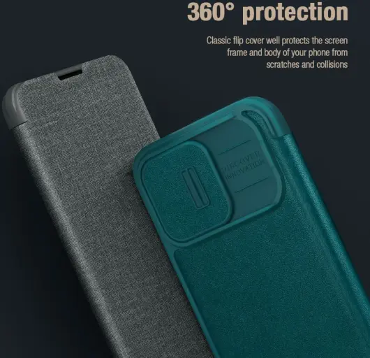 Nillkin Qin Cloth iPhone 15 Pro Hoesje Book Case Camera Slider Grijs afbeelding 5