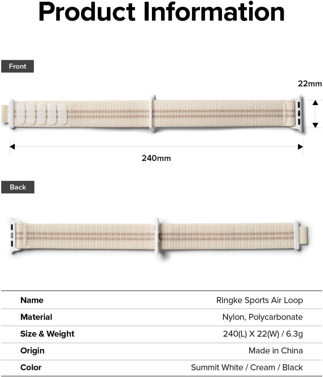 Ringke Sports Air Loop - Apple Watch Bandje - 1-10/SE - 42/41/40/38MM - Creme afbeelding 10