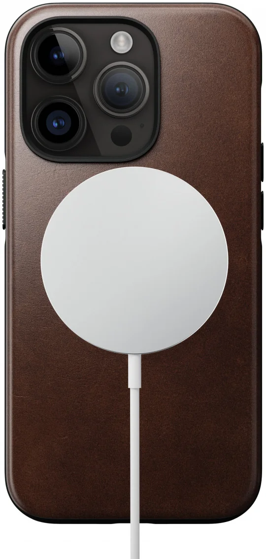 Nomad Modern Leather Apple iPhone 15 Pro Hoesje MagSafe English Tan afbeelding 2