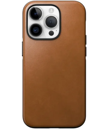 Nomad Modern Leather iPhone 15 Pro Max Hoesje Leer MagSafe English Tan Hoesjes