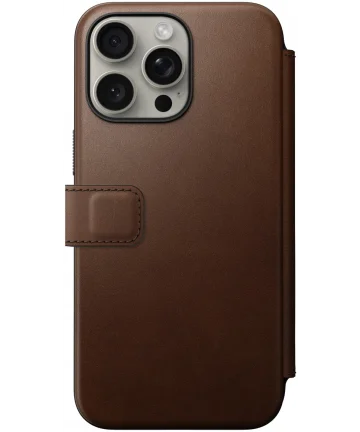 Nomad Modern Leather Folio Apple iPhone 15 Pro Max Hoesje Bruin Hoesjes