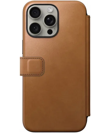 Nomad Modern Leather Folio Apple iPhone 15 Pro Max Hoesje English Tan Hoesjes