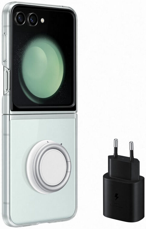 Origineel Samsung Z Flip 5 Starter Pack (Clear Gadget Case en Adapter) afbeelding 1