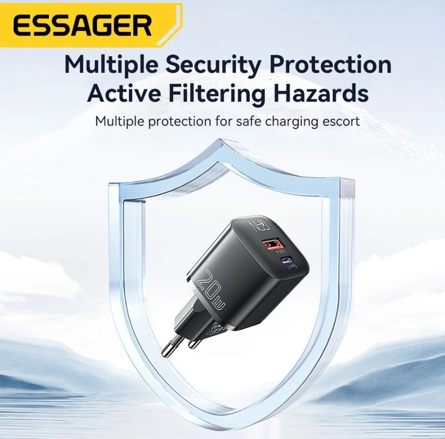 Essager 20W GaN Snellader met Power Delivery en Quick Charge Wit afbeelding 6