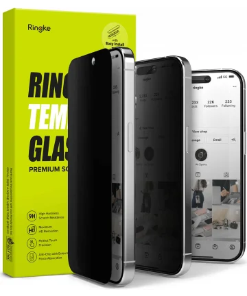 Ringke iPhone 15 Pro Max Screen Protector Privacy Tempered Glass 9H Screen Protectors