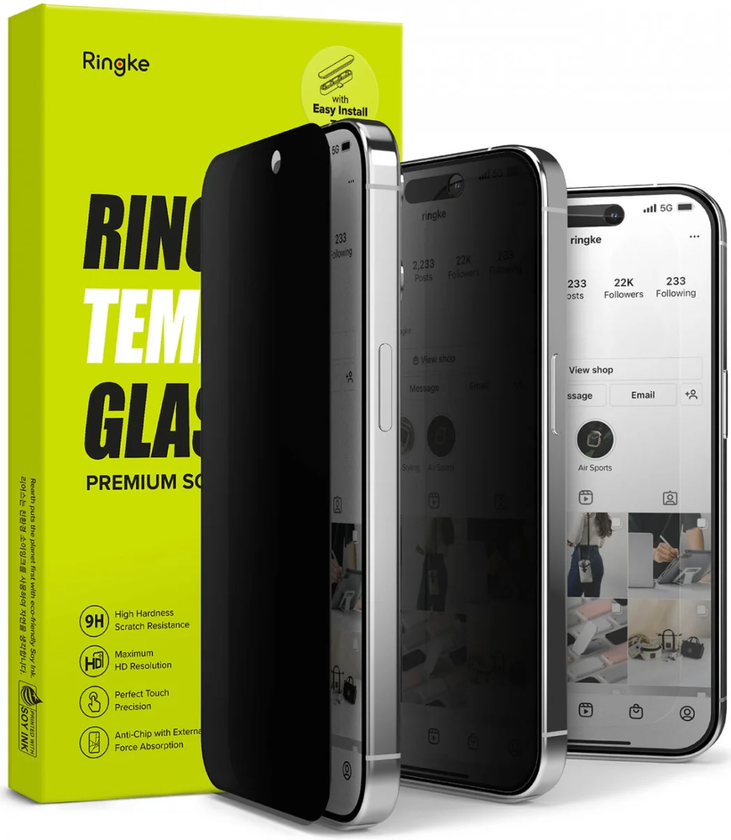 Ringke Apple iPhone 15 Pro Max Screen Protector Privacy Tempered Glass 9H afbeelding 1