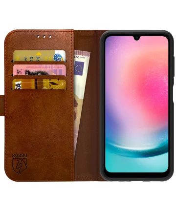 Rosso Element Samsung Galaxy A25 Hoesje Book Case Wallet Bruin Hoesjes