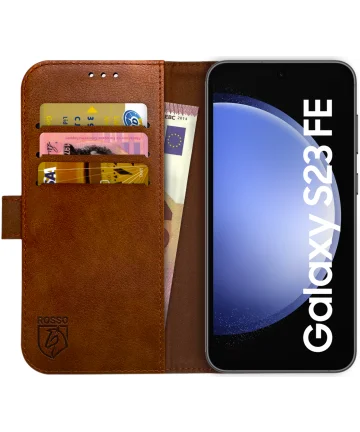 Rosso Element Samsung Galaxy S23 FE Hoesje Book Case Wallet Bruin Hoesjes