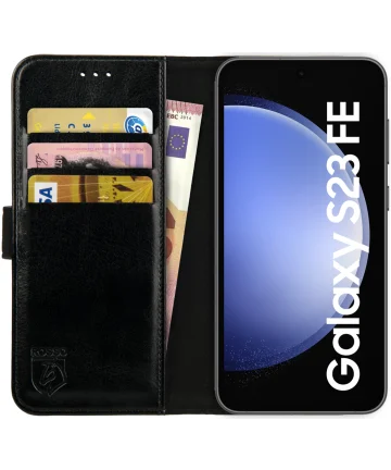 Rosso Element Samsung Galaxy S23 FE Hoesje Book Case Wallet Zwart Hoesjes