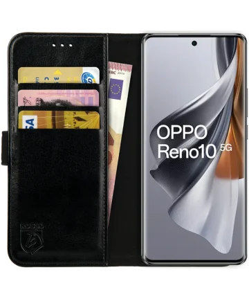 Rosso Element Oppo Reno 10 Pro Hoesje Book Case Wallet Zwart Hoesjes
