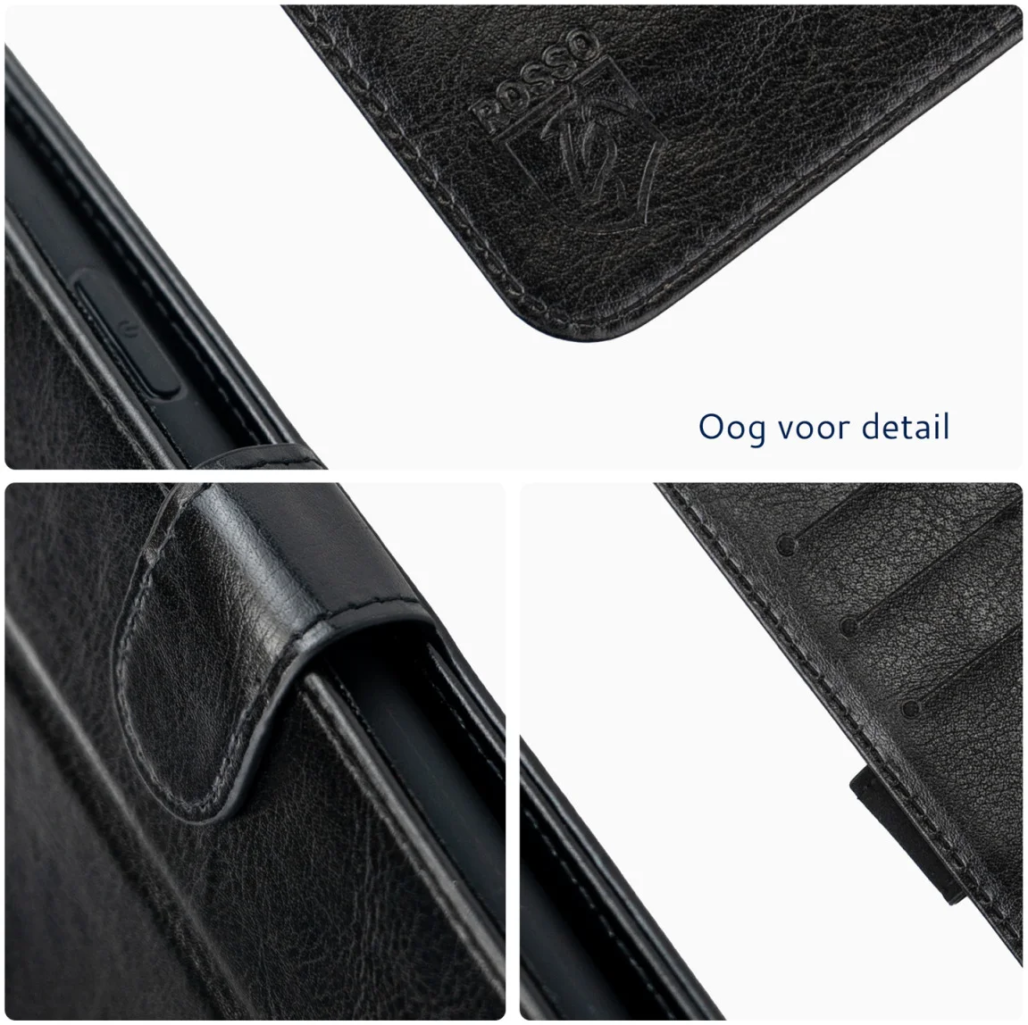 Rosso Element Oppo Reno 10 Pro Hoesje Book Case Wallet Zwart afbeelding 3