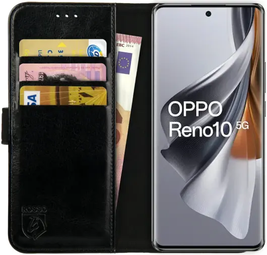 Rosso Element Oppo Reno 10 Pro Hoesje Book Case Wallet Zwart afbeelding 1