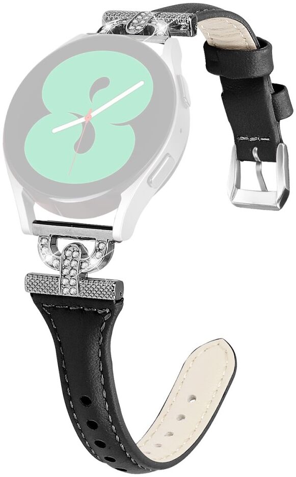 Universeel Smartwatch 20MM Bandje Echt Leer met Zilveren Gesp Zwart afbeelding 1