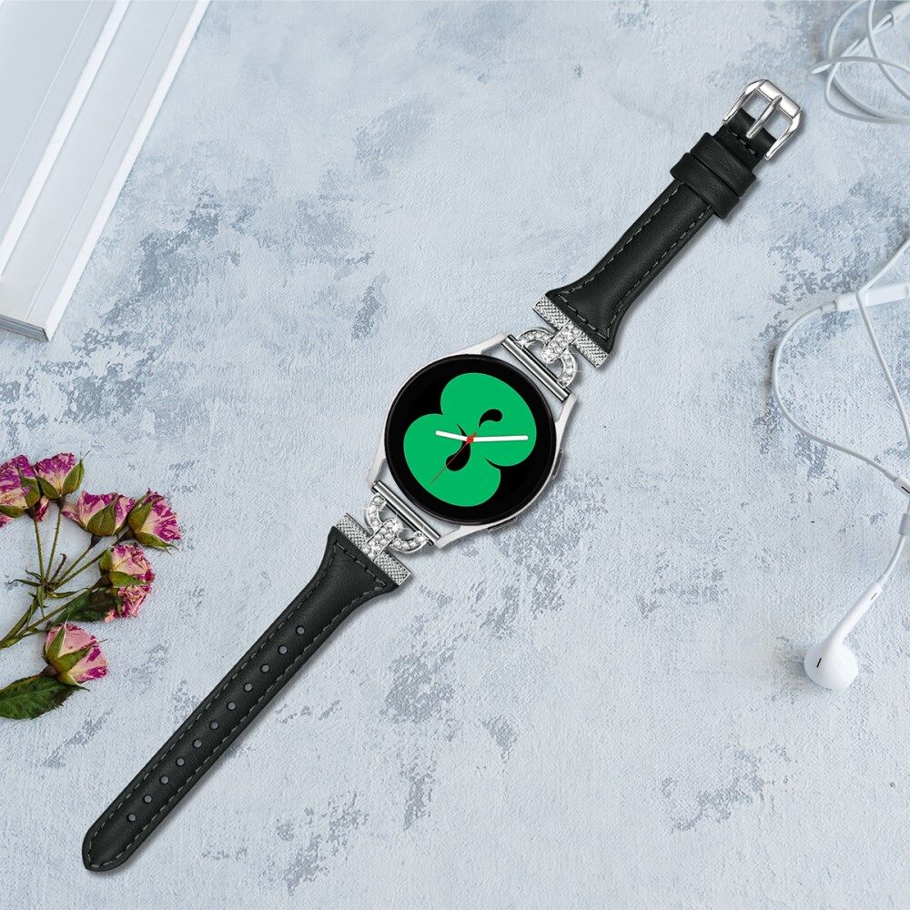 Universeel Smartwatch 20MM Bandje Echt Leer met Zilveren Gesp Zwart afbeelding 5