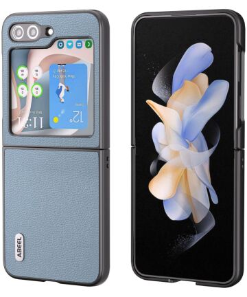 ABEEL Leren Samsung Galaxy Z Flip 5 Hoesje Back Cover Leer Lichtblauw Hoesjes