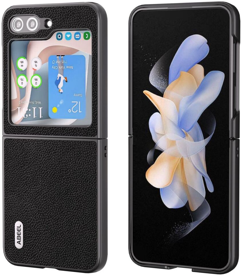 ABEEL Leren Samsung Galaxy Z Flip 5 Hoesje Back Cover Leer Zwart afbeelding 1