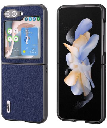 ABEEL Leren Samsung Galaxy Z Flip 5 Hoesje Back Cover Leer Blauw Hoesjes