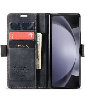 CaseMe 013 Samsung Z Fold 5 Hoesje Book Case met Standaard Zwart Hoesjes
