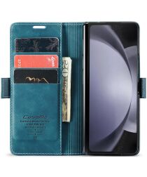 CaseMe 013 Samsung Z Fold 5 Hoesje Book Case met Standaard Blauw