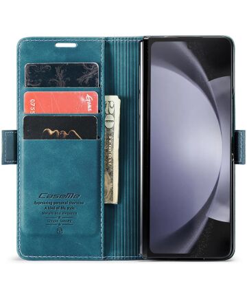 CaseMe 013 Samsung Z Fold 5 Hoesje Book Case met Standaard Blauw Hoesjes