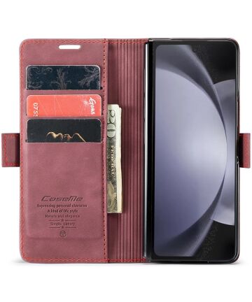 CaseMe 013 Samsung Z Fold 5 Hoesje Book Case met Standaard Rood Hoesjes