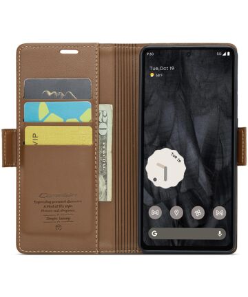 CaseMe 023 Google Pixel 8 Pro Hoesje Book Case Bruin Hoesjes