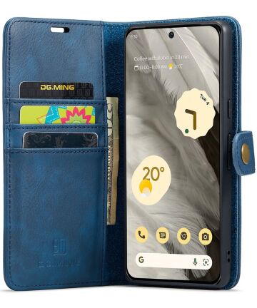 DG Ming Google Pixel 8 Hoesje Retro Wallet Book Case Blauw Hoesjes
