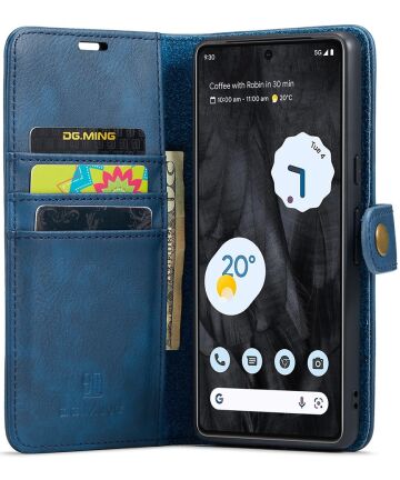 DG Ming Google Pixel 8 Pro Hoesje Retro Wallet Book Case Blauw Hoesjes