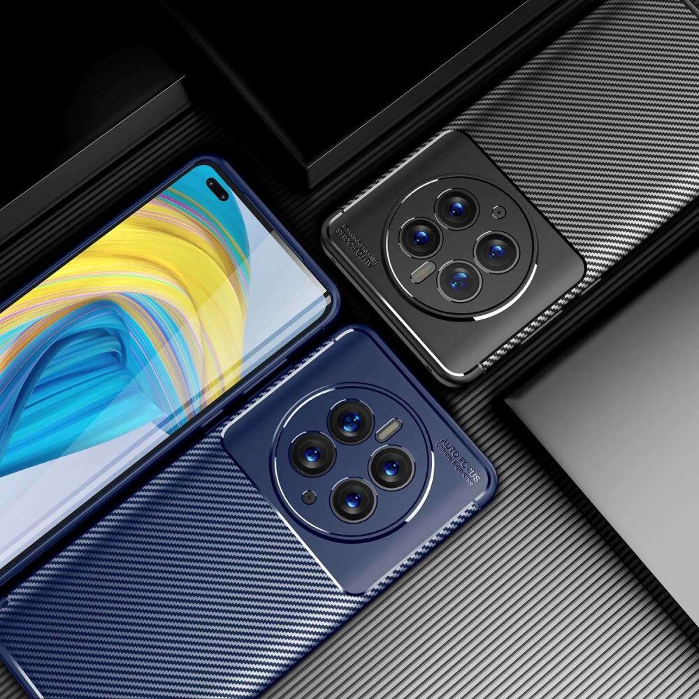 Huawei Mate 50 Pro Hoesje Siliconen Carbon TPU Back Cover Zwart afbeelding 2