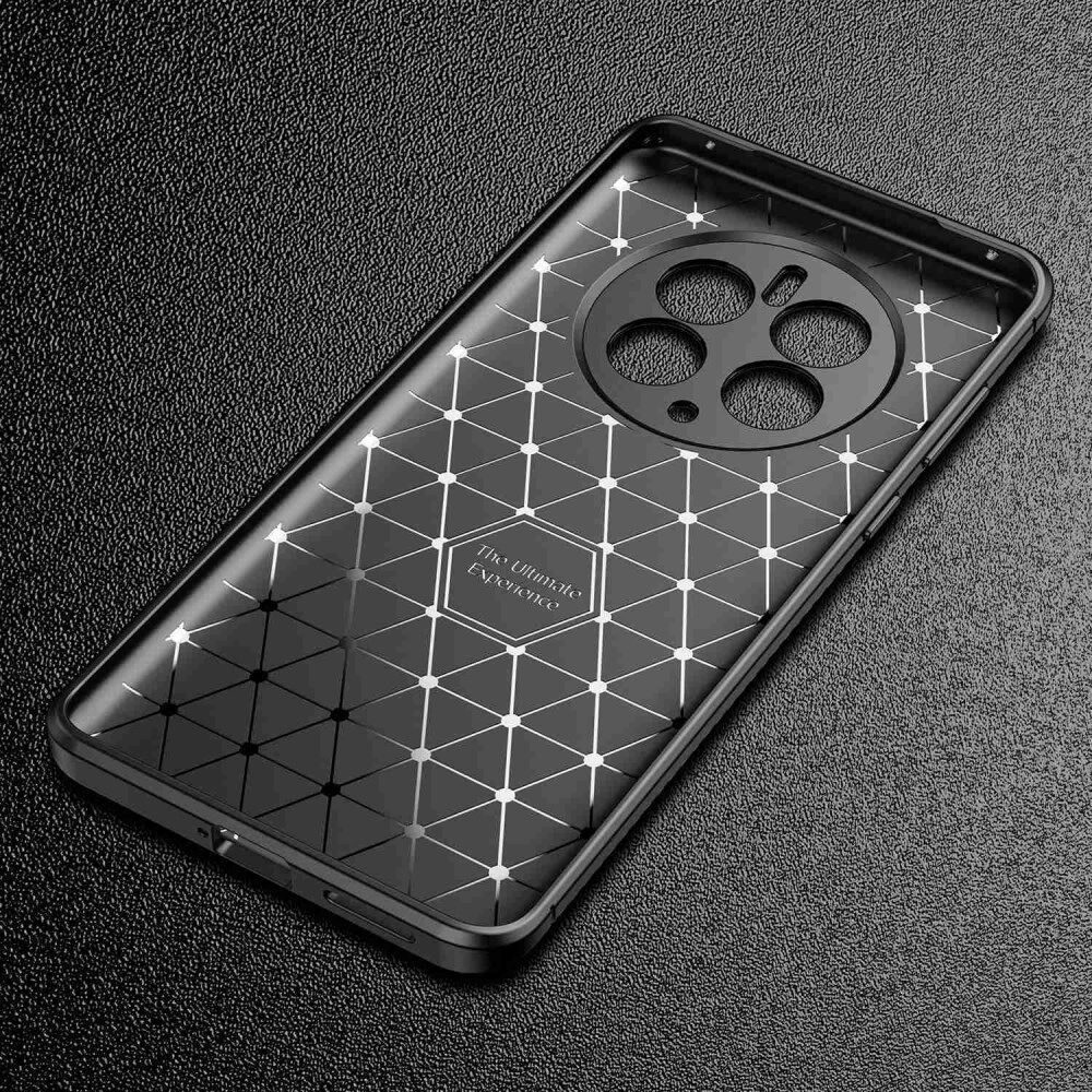Huawei Mate 50 Pro Hoesje Siliconen Carbon TPU Back Cover Zwart afbeelding 9