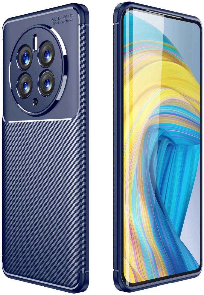 Huawei Mate 50 Pro Hoesje Siliconen Carbon TPU Back Cover Blauw afbeelding 1