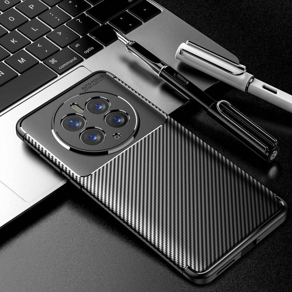 Huawei Mate 50 Pro Hoesje Siliconen Carbon TPU Back Cover Blauw afbeelding 5