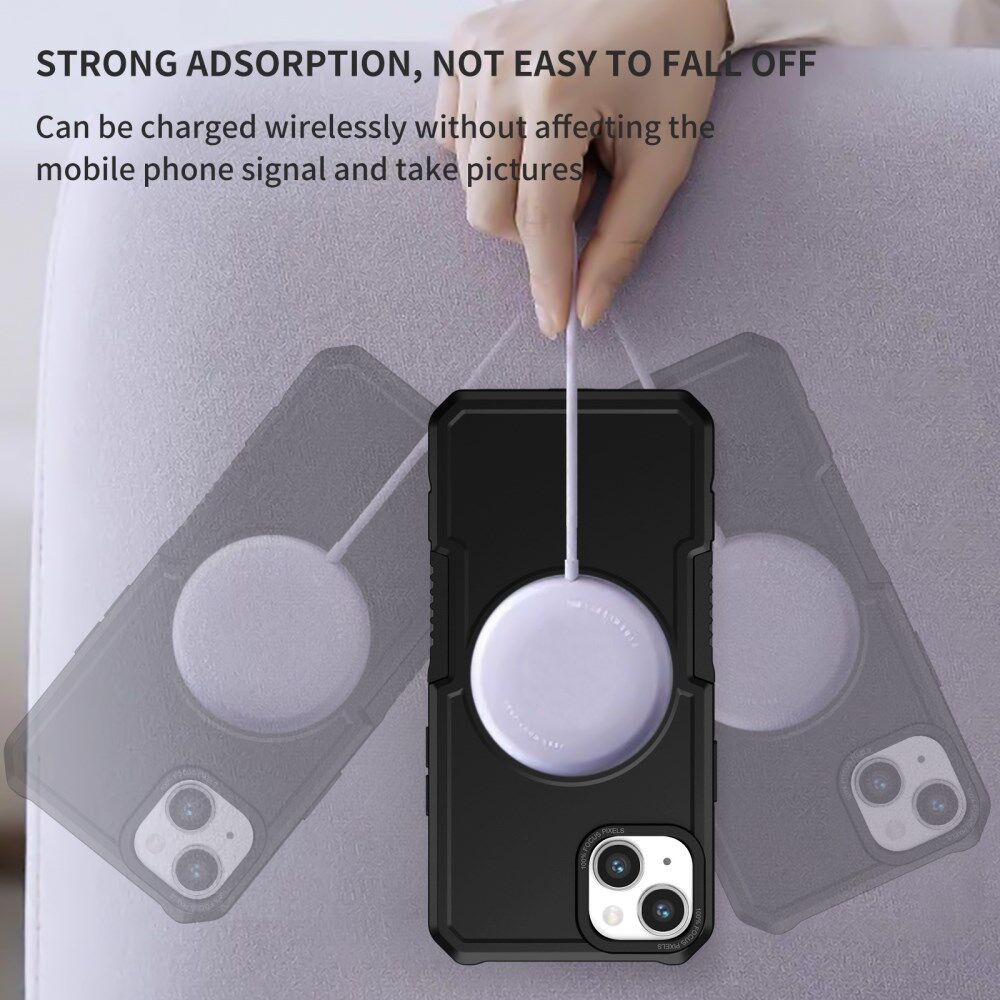Apple iPhone 15 Hoesje met MagSafe Shockproof Back Cover Zwart afbeelding 2