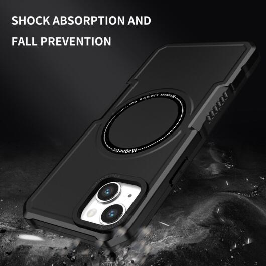 Apple iPhone 15 Hoesje met MagSafe Shockproof Back Cover Zwart afbeelding 3