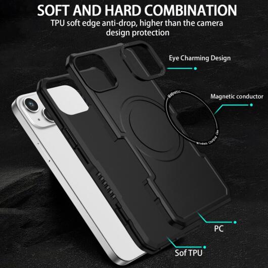 Apple iPhone 15 Hoesje met MagSafe Shockproof Back Cover Zwart afbeelding 7