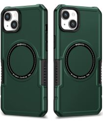 Apple iPhone 15 Hoesje met MagSafe Shockproof Back Cover Groen