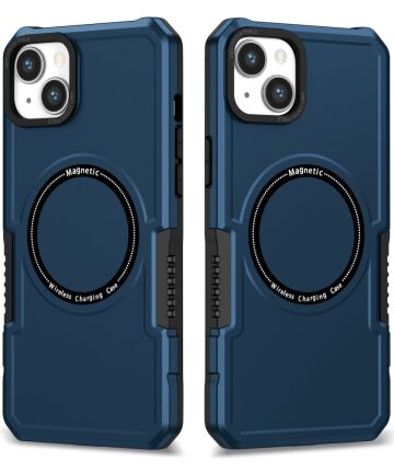 Apple iPhone 15 Hoesje met MagSafe Shockproof Back Cover Blauw Hoesjes