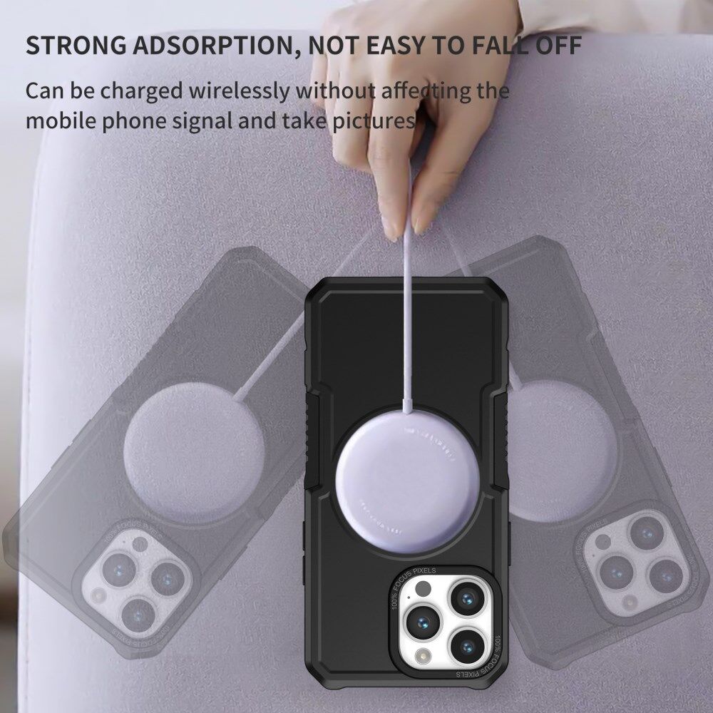 Apple iPhone 15 Pro Max Hoesje met MagSafe Shockproof Back Cover Zwart afbeelding 2