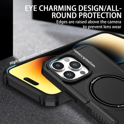 Apple iPhone 15 Pro Max Hoesje met MagSafe Shockproof Back Cover Zwart afbeelding 9