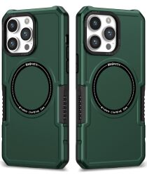 Apple iPhone 15 Pro Max Hoesje met MagSafe Shockproof Back Cover Groen