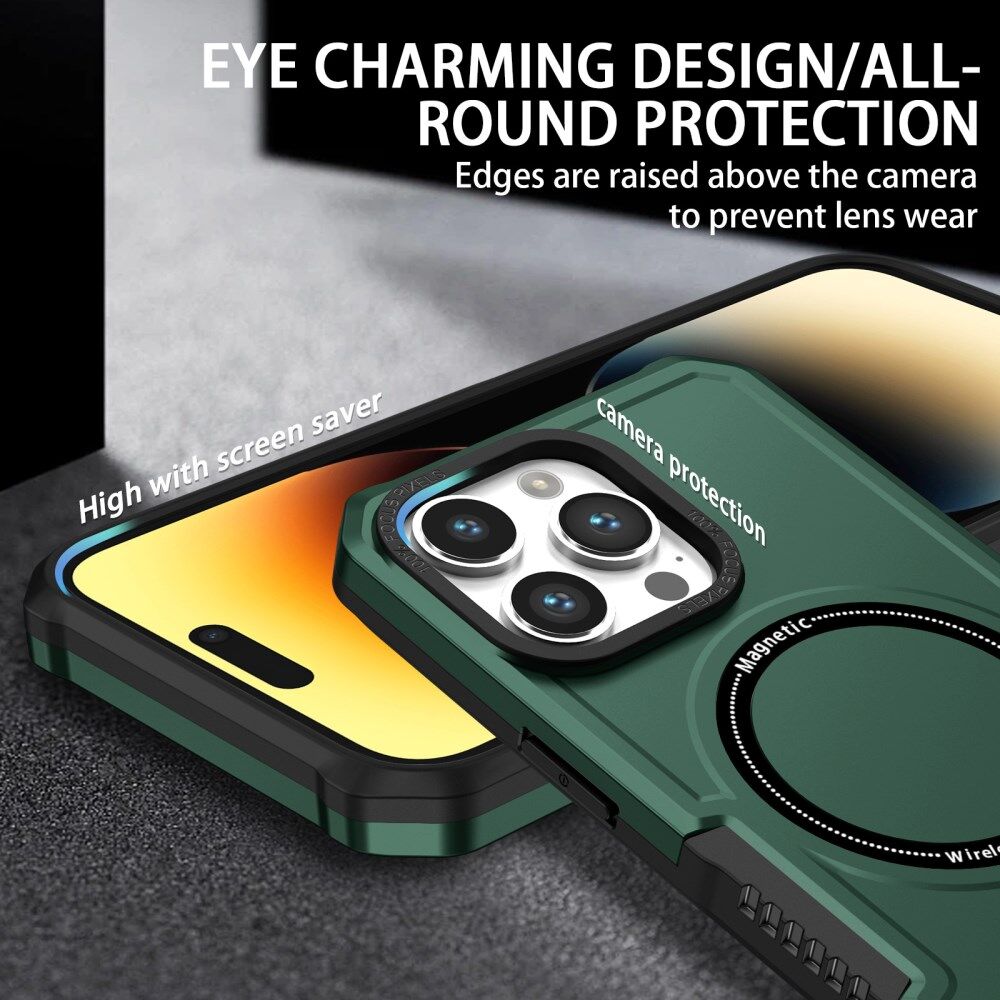Apple iPhone 15 Pro Max Hoesje met MagSafe Shockproof Back Cover Groen afbeelding 10