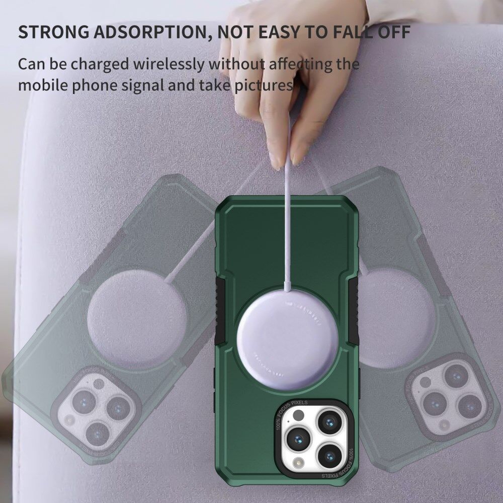 Apple iPhone 15 Pro Max Hoesje met MagSafe Shockproof Back Cover Groen afbeelding 2
