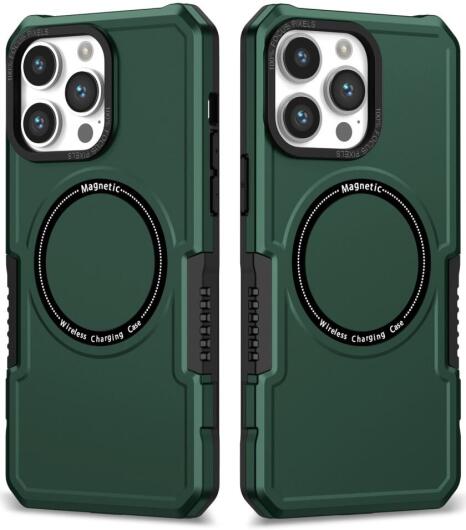 Apple iPhone 15 Pro Max Hoesje met MagSafe Shockproof Back Cover Groen afbeelding 1