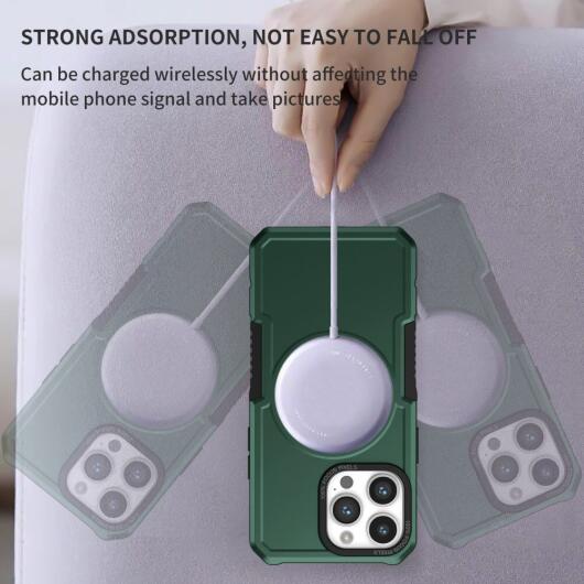 Apple iPhone 15 Pro Max Hoesje met MagSafe Shockproof Back Cover Groen afbeelding 2