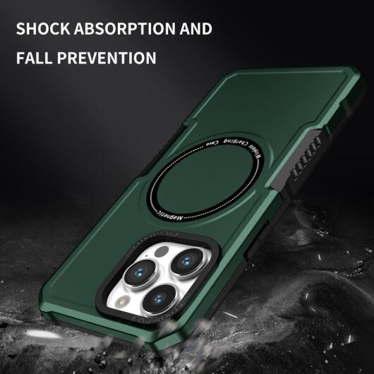 Apple iPhone 15 Pro Max Hoesje met MagSafe Shockproof Back Cover Groen afbeelding 3