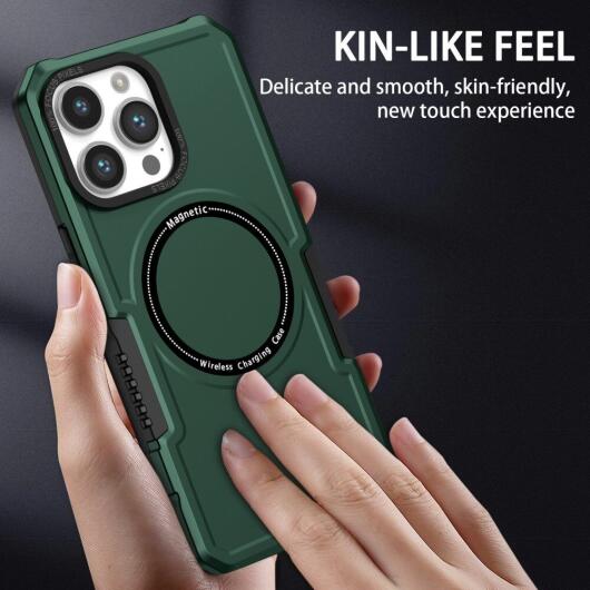 Apple iPhone 15 Pro Max Hoesje met MagSafe Shockproof Back Cover Groen afbeelding 6