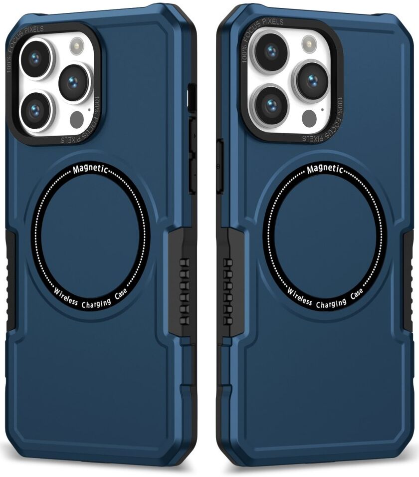 Apple iPhone 15 Pro Max Hoesje met MagSafe Shockproof Back Cover Blauw afbeelding 1