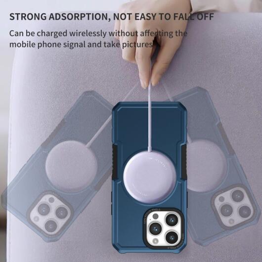 Apple iPhone 15 Pro Max Hoesje met MagSafe Shockproof Back Cover Blauw afbeelding 2